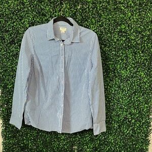 J. Crew Blue and White Striped Button-Down Shirt